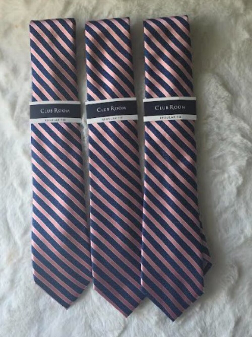 Club Room Mens Willard Stripe Tie Pink Blue OS